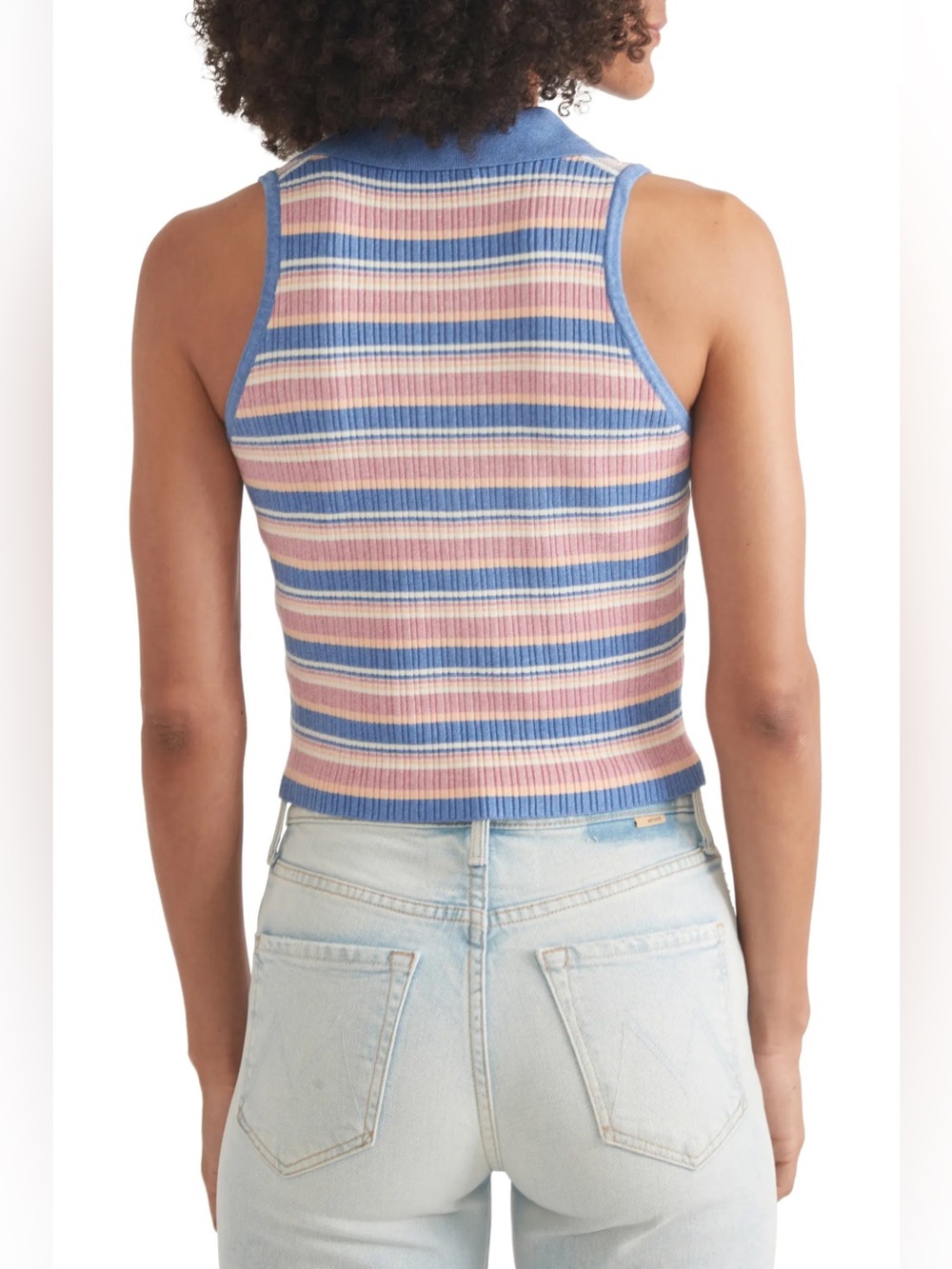 Marine Layer Amelia Rib Polo Indigo Multi Stripe - Picture 6 of 10